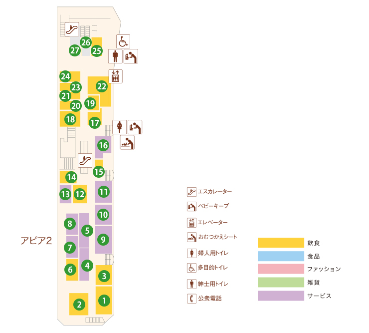 フロアガイド（アピア2/1F）
